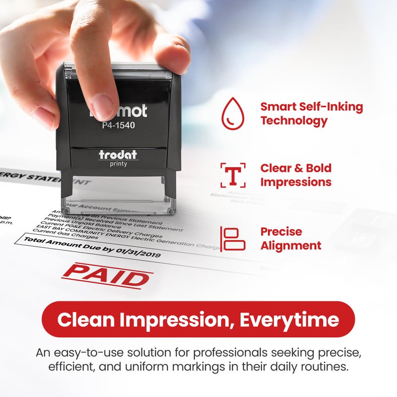 Promot Paid Stamp Self Inking Stamp - Paid Stamp for Office  Accounts Payable Stamp - Rubber Stamps for Retail Use  Red Ink Stamp  Self Inking Stamp for Business Supplies  Paid Stamper - Image 3